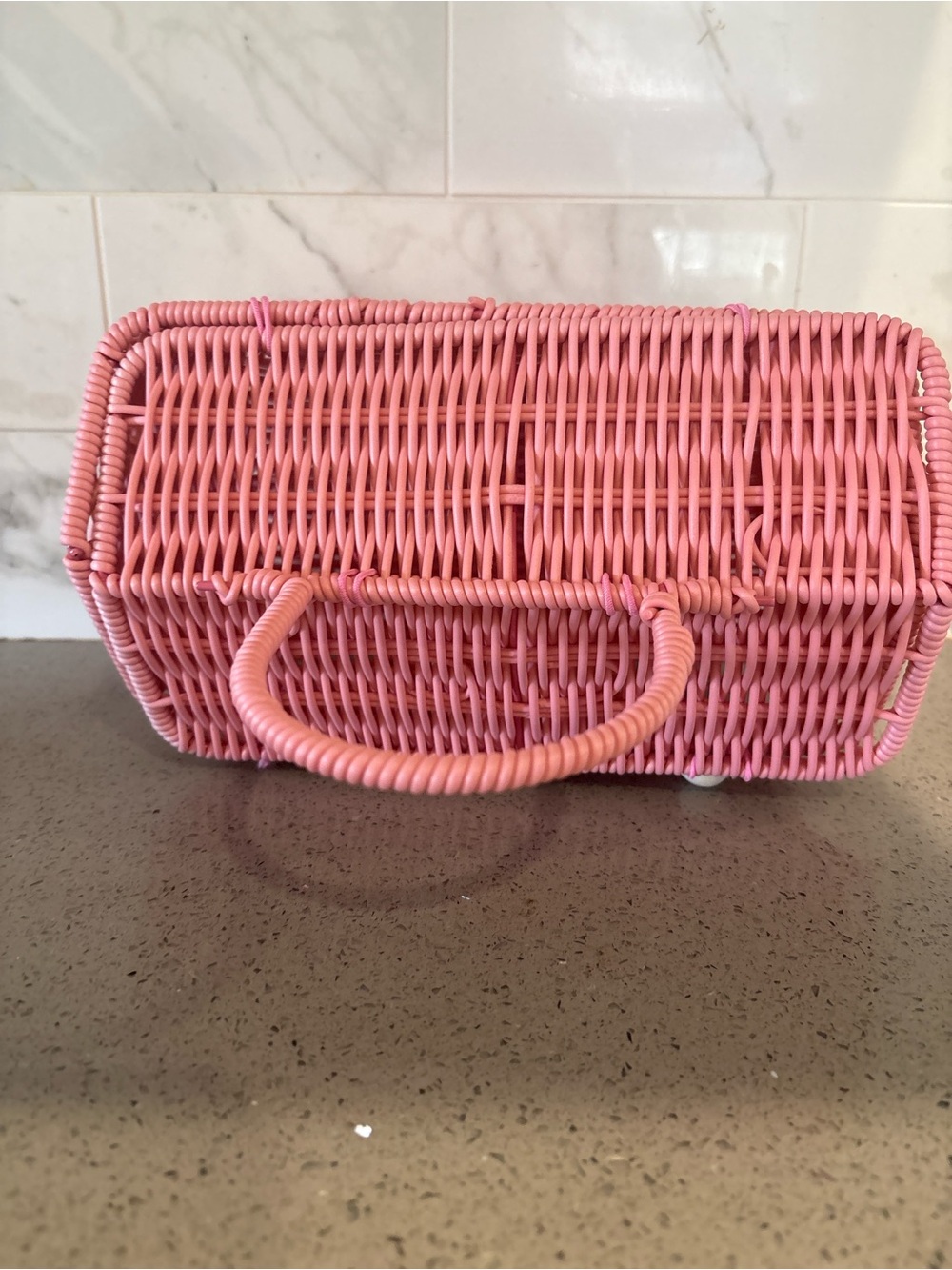 Pink Woven Straw Handbag Tote - Picture 5 of 8